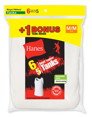 Hanes Boys` TAGLESS ComfortSoft 6-Pack A-Shirt