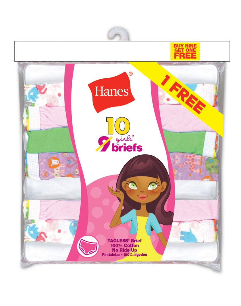 Hanes Girls` ComfortSoft® 10-Pack No Ride Up Briefs