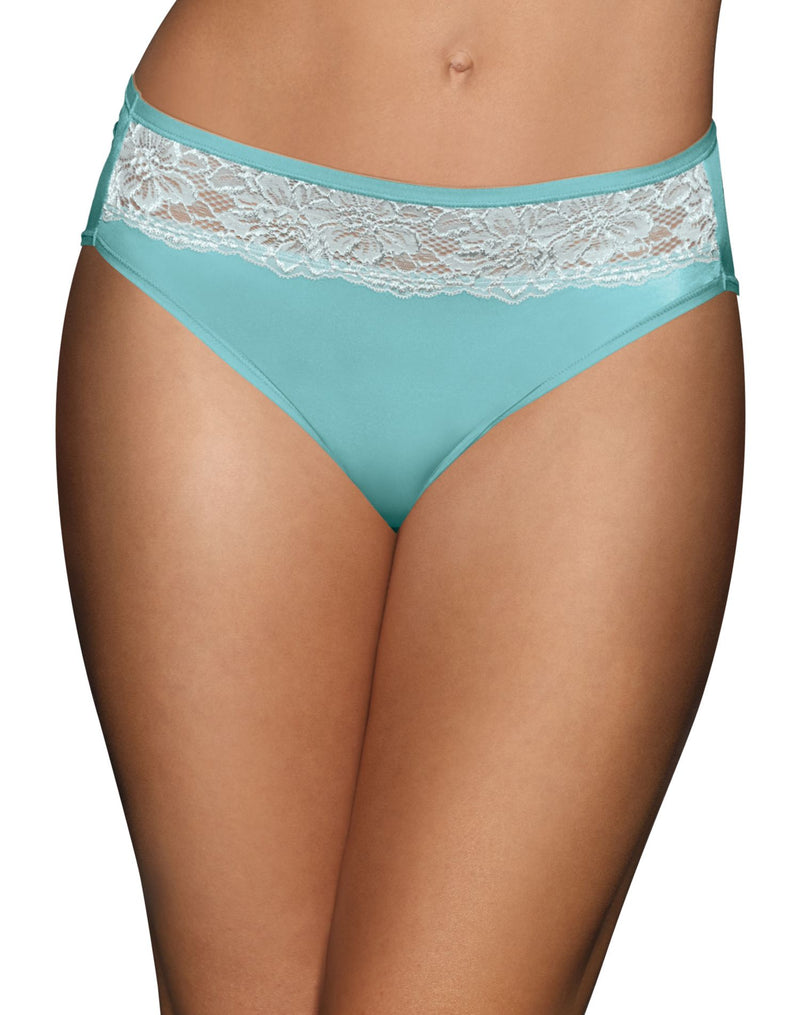 Bali Women`s One Smooth U Comfort Indulgence Satin with Lace Hi Cut Panty