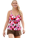 One Hanes Place Women`s Sun Fun Ring-Strap Tankini with Swim Shorts Two-Piece