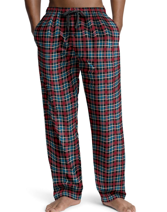 Hanes Men`s Logo Woven Plaid Pants