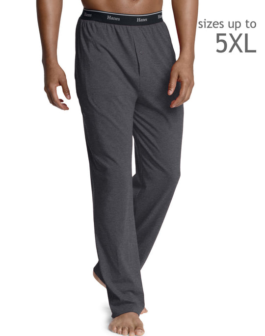 Hanes Men`s Logo Waistband Solid Jersey Pants