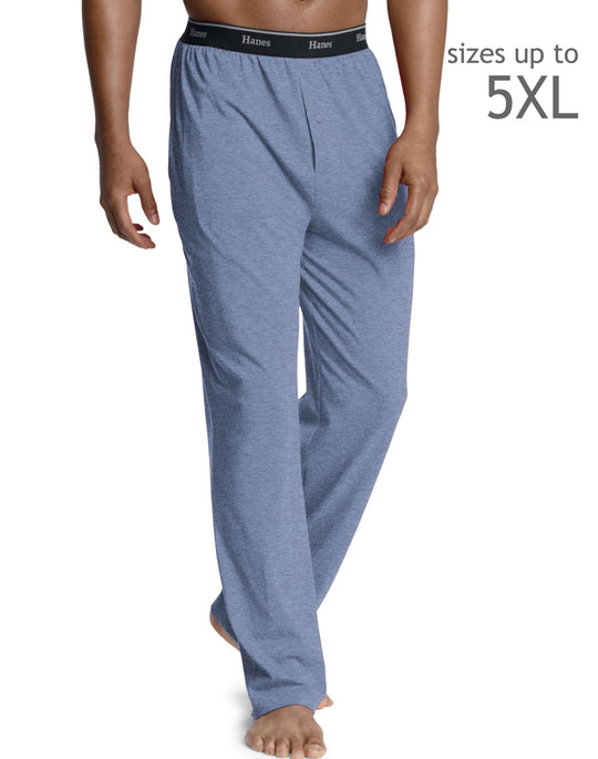 Hanes Men`s Logo Waistband Solid Jersey Pants