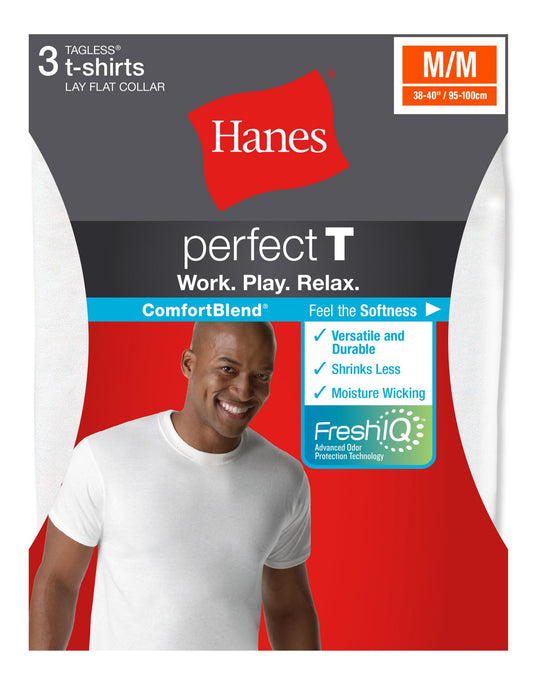 Hanes Perfect T Men`s ComfortBlend Crewneck Undershirt - 3-Pack