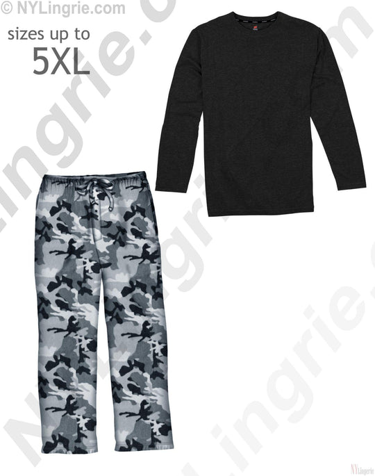 Hanes Men`s Jersey Microfleece Sleep Set