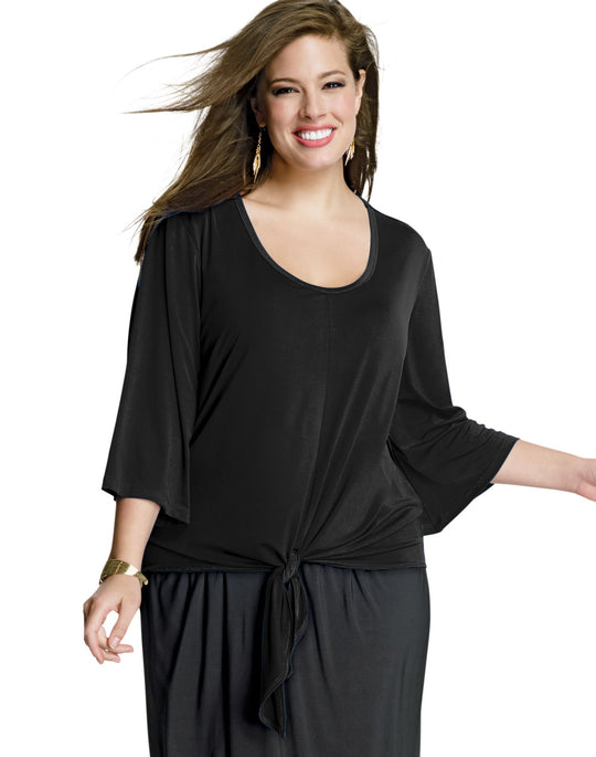 Just My Size Women`s 3/4-Sleeve Round-Neck Top