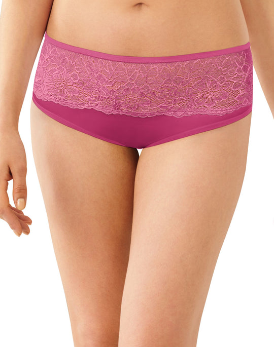 Bali Women's Comfort Indulgence Satin with Lace Modern Hipster