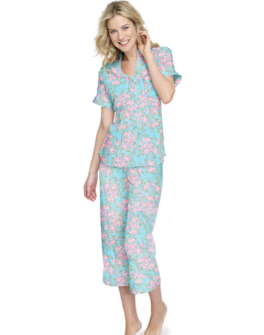 Hanes Women`s Ice Blossoms Print Capri PJs