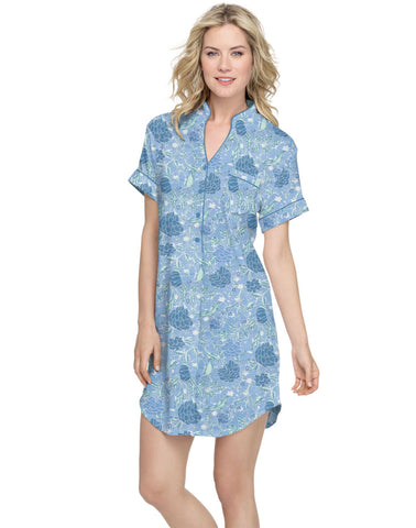 Hanes Women`s Blue Floral Nightshirt