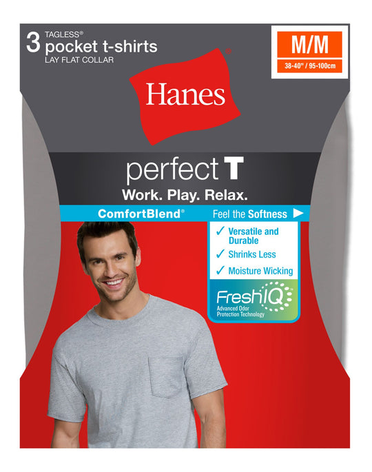 Hanes Perfect T Men`s ComfortBlend Crewneck Undershirt - 3-Pack