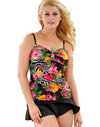 One Hanes Place Two-Piece Swimsuit: Tab-Front Tankini Top with Pull-On Skirt