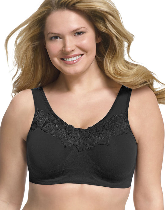 Just My Size Women`s Pure Comfort Wirefree Bra with Lace Trim & Back Close
