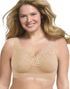 Just My Size Women`s Pure Comfort Wirefree Bra with Lace Trim & Back Close