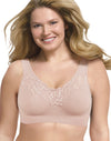 Just My Size Women`s Pure Comfort Wirefree Bra with Lace Trim & Back Close