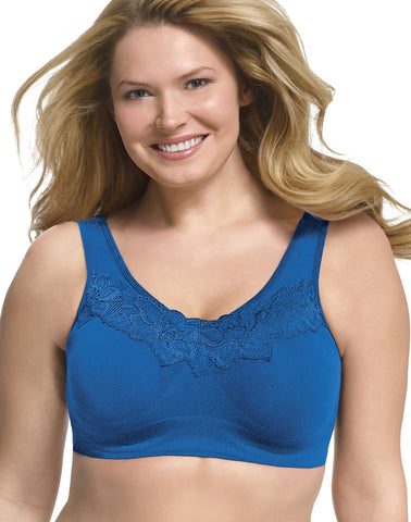 Just My Size Women`s Pure Comfort Wirefree Bra with Lace Trim & Back Close