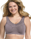 Just My Size Women`s Pure Comfort Wirefree Bra with Lace Trim & Back Close