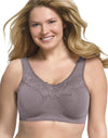 Just My Size Women`s Pure Comfort Wirefree Bra with Lace Trim & Back Close