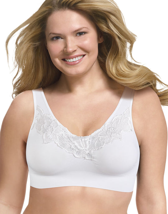 Just My Size Women`s Pure Comfort Wirefree Bra with Lace Trim & Back Close