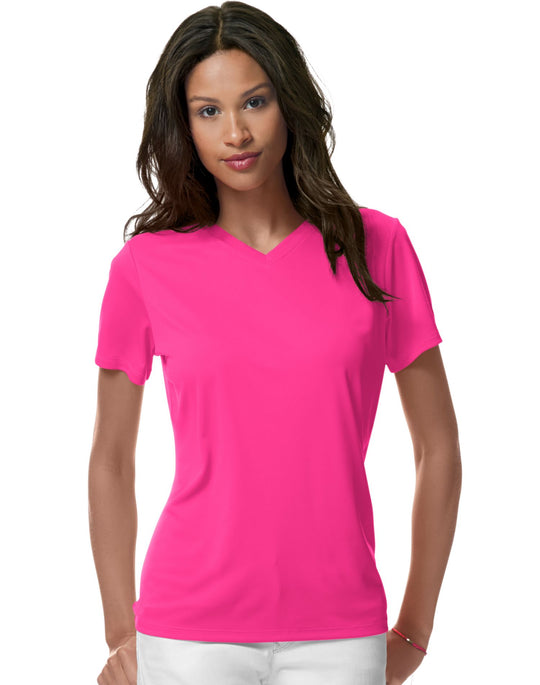 Hanes Women`s Cool DRI V-Neck T-Shirt