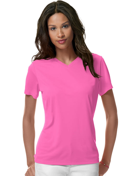 Hanes Women`s Cool DRI V-Neck T-Shirt