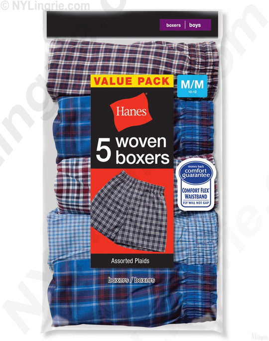 Hanes Boys Red Label Tartan Boxer, 5 Pack