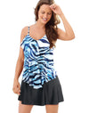 One Hanes Place Women`s Two-Piece Swimsuit: Triple-Tier Top with Skirt