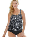 One Hanes Place Women`s Shirred Round-Neck Blouson Swim Top