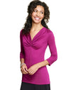 Hanes Signature® Soft Luxe Women`s 3/4 Sleeve Pinched Center Top