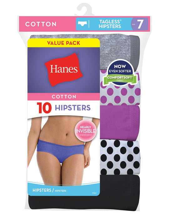 Hanes Women`s 10-Pack Cotton Hipster