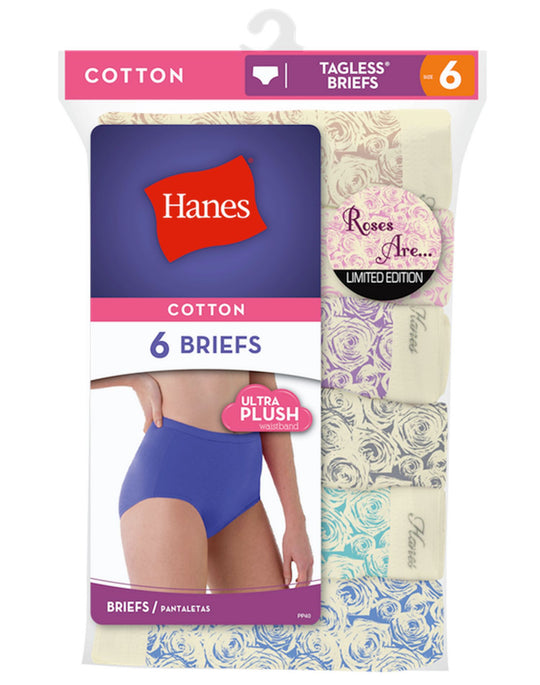 Hanes Women`s Roses are… Briefs - Limited Edition