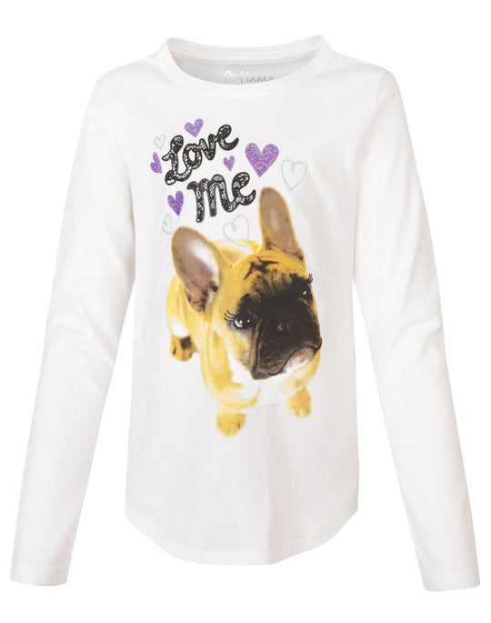 Hanes Girls V-Notch Long-Sleeve Crewneck Tee