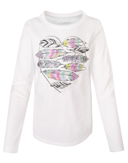 Hanes Girls V-Notch Long-Sleeve Crewneck Tee
