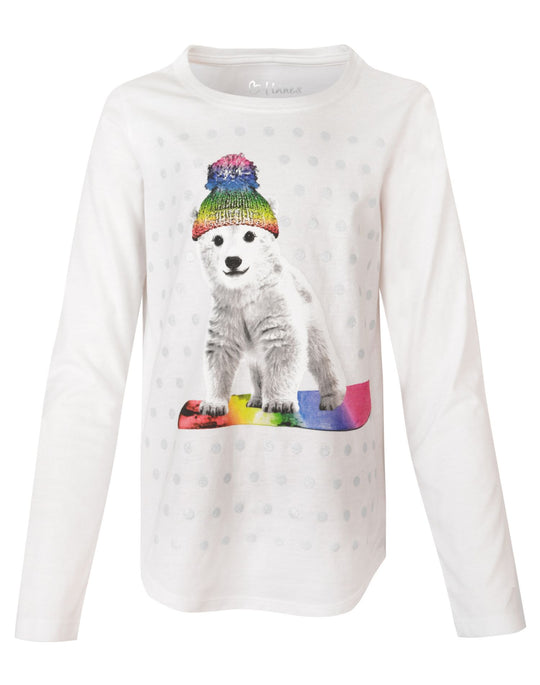 Hanes Girls V-Notch Long-Sleeve Crewneck Tee