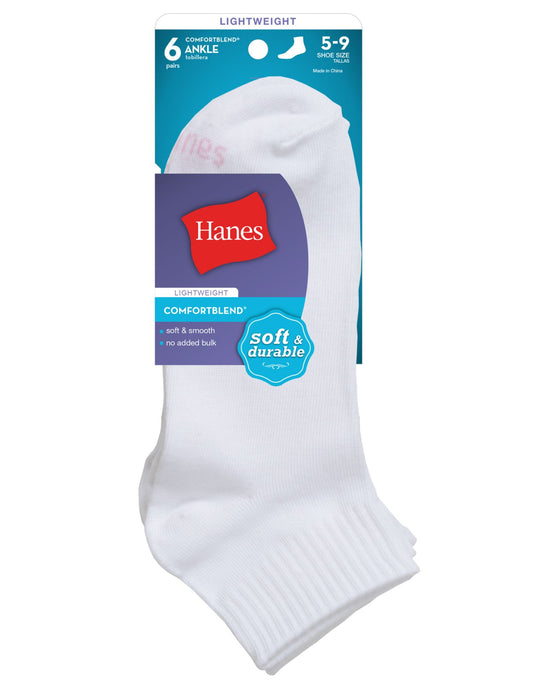 Hanes ComfortBlend Women`s Ankle Socks 6-Pack