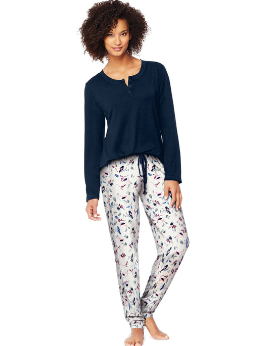 Hanes Womens Ultimate Henley PJ Set