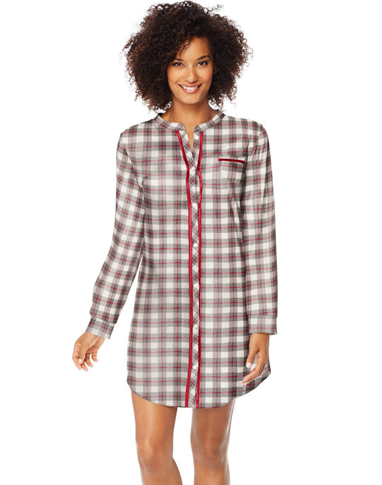 Hanes Womens Ultimate Mandarin Collar Sleep Shirt