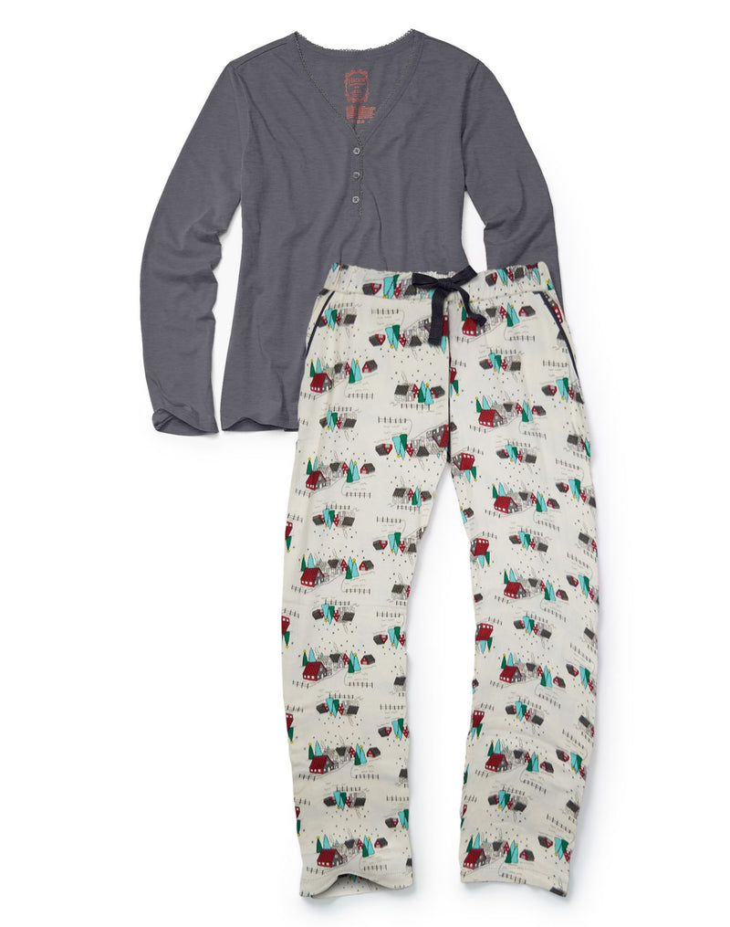 Hanes Womens Ultimate Henley Flannel Sleep Set