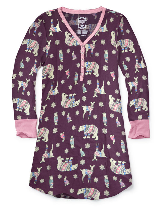 Hanes Womens Ultimate Henley Night Shirt