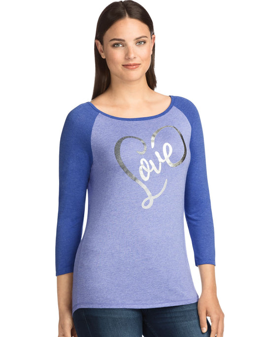 Hanes Women`s Graphic Baseball Tee