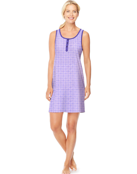 Hanes Womens Ultimate Henley Tank Sleepshirt