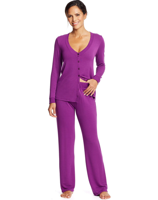 Maidenform Womens Long Sleeve Knit PJ Set