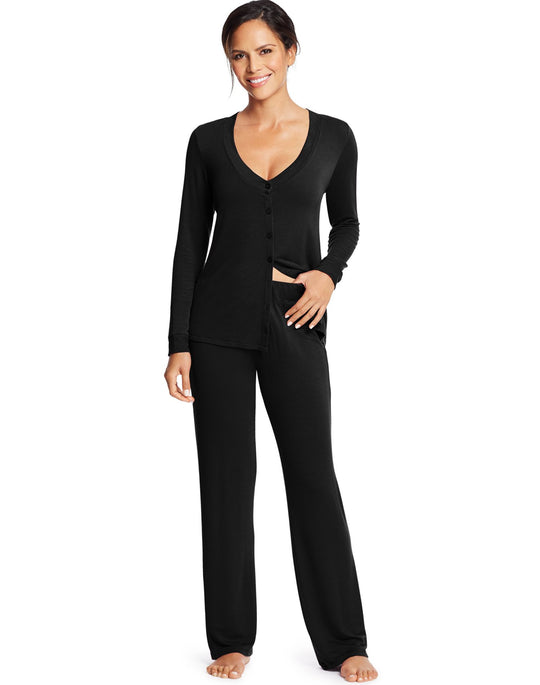 Maidenform Womens Long Sleeve Knit PJ Set