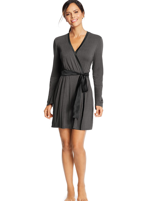 Maidenform Womens Satin Trim Lounge Robe