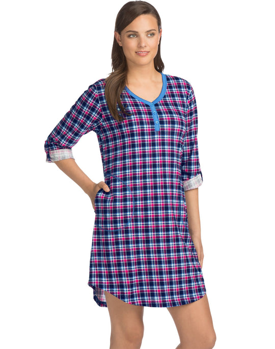 Hanes Womens Knit Henley Sleepshirt