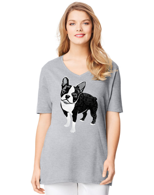 Just My Size Women`s Plus-Size Printed Short Sleeve V-Neck