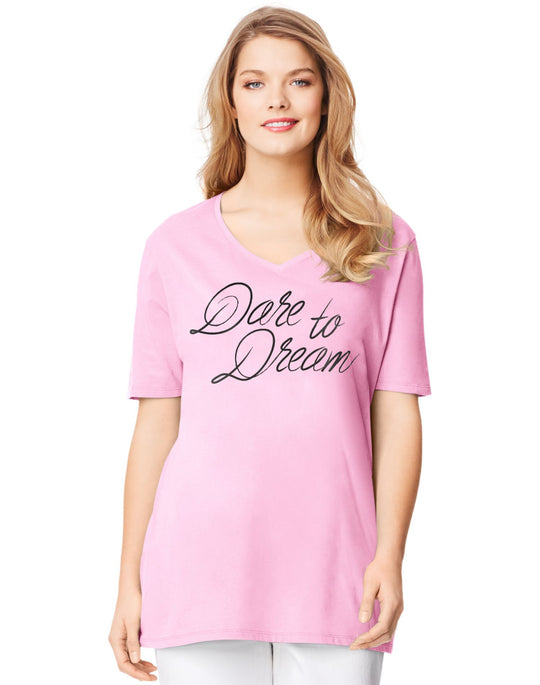 Just My Size Women`s Plus-Size Printed Short Sleeve V-Neck