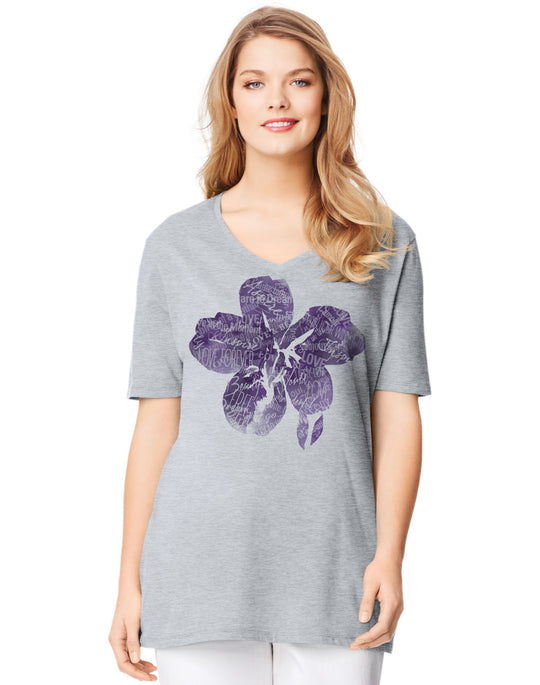 Just My Size Women`s Plus-Size Printed Short Sleeve V-Neck