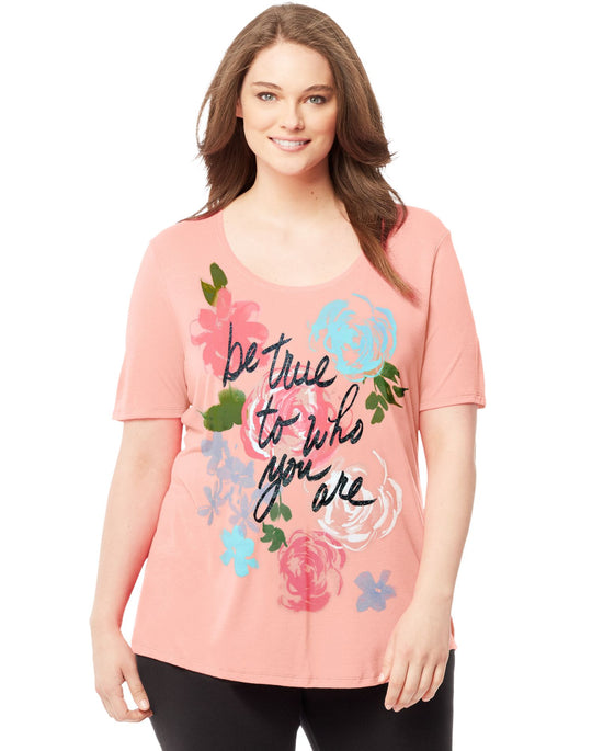 Just My Size Women`s Plus-Size Short-Sleeve Scoop-Neck Graphic T-Shirt