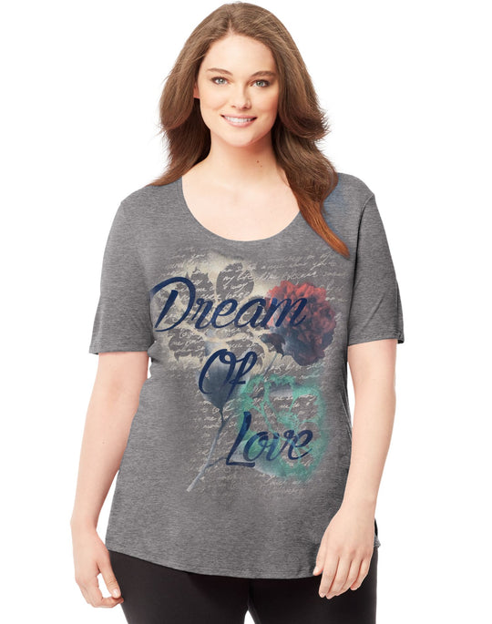 Just My Size Women`s Plus-Size Short-Sleeve Scoop-Neck Graphic T-Shirt
