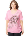 Just My Size Women`s Plus-Size Short-Sleeve V-Neck Graphic T-Shirt with Side Shirring